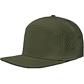FYBW Men Performance Mesh Snapback Hat, Lightweight Laser Perforated Flat Brim Baseball Cap for Running, Gym & Outdoor