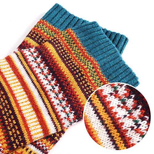 DREAM SLIM Colourful Striped Knitted Crochet Knee High Leg Warmers Boot Leg Cuffs Slouch Socks
