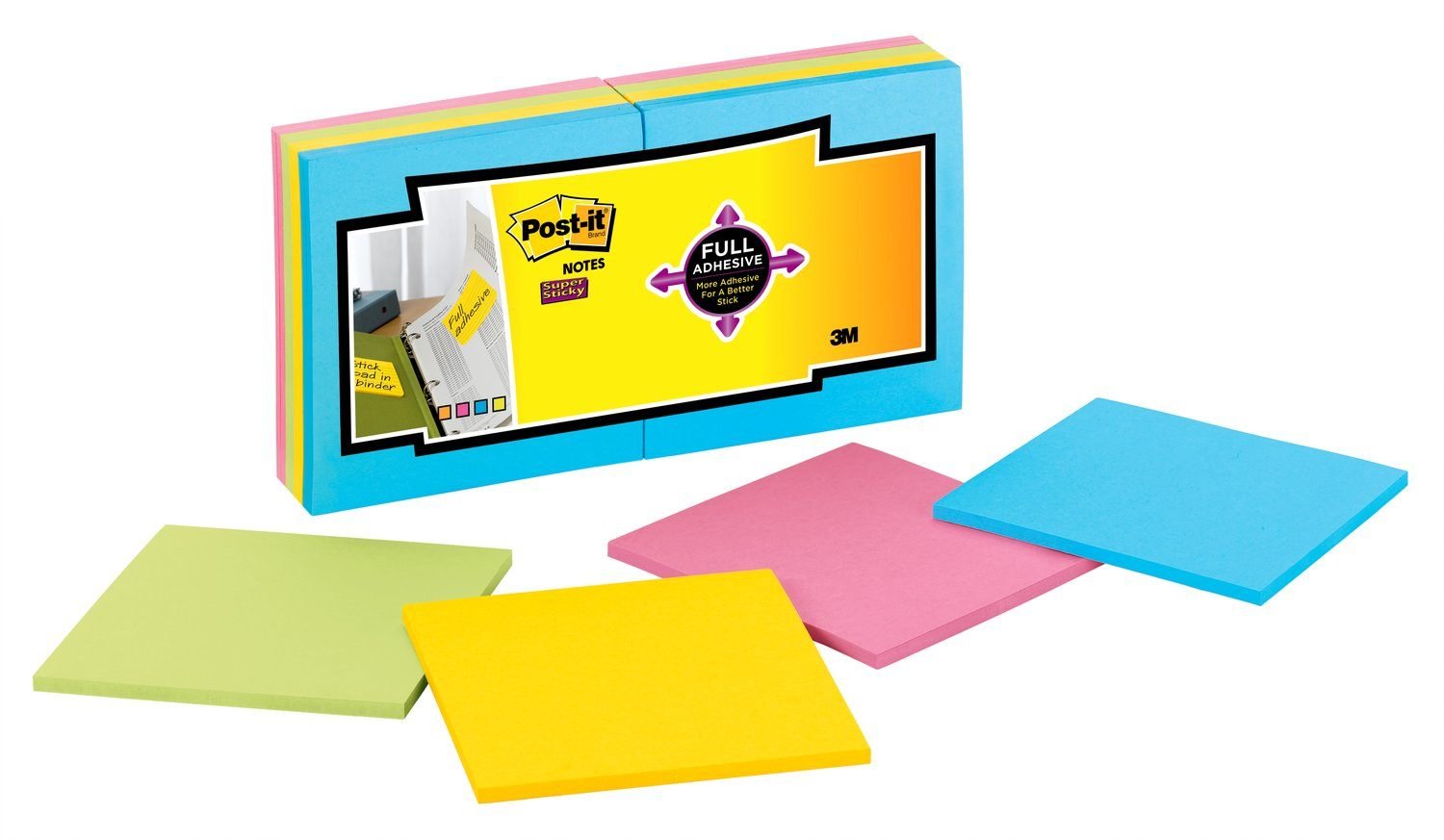 Postit Super Sticky Full Adhesive Notes, 2x Sticking Power, 3 in x 3 in, Rio de Janeiro