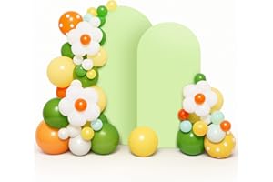 LEBENGURU Set of 2 Upgraded Wedding Arch Cover, 6.6FT,7.2FT Green Spandex Fitted Arch Backdrop Cover, Round Top Chiara Stand Covers for Birthday Party Baby Shower Banquet Balloon Décor