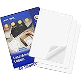 Shipping Label Address Mailing Stickers 8.5 x 11 40 Full Sheets Paper for Inkjet Printer Printable Printing Thank You Labeling to Write on Envelope Storage Bins File Folder Blank White Letter Size