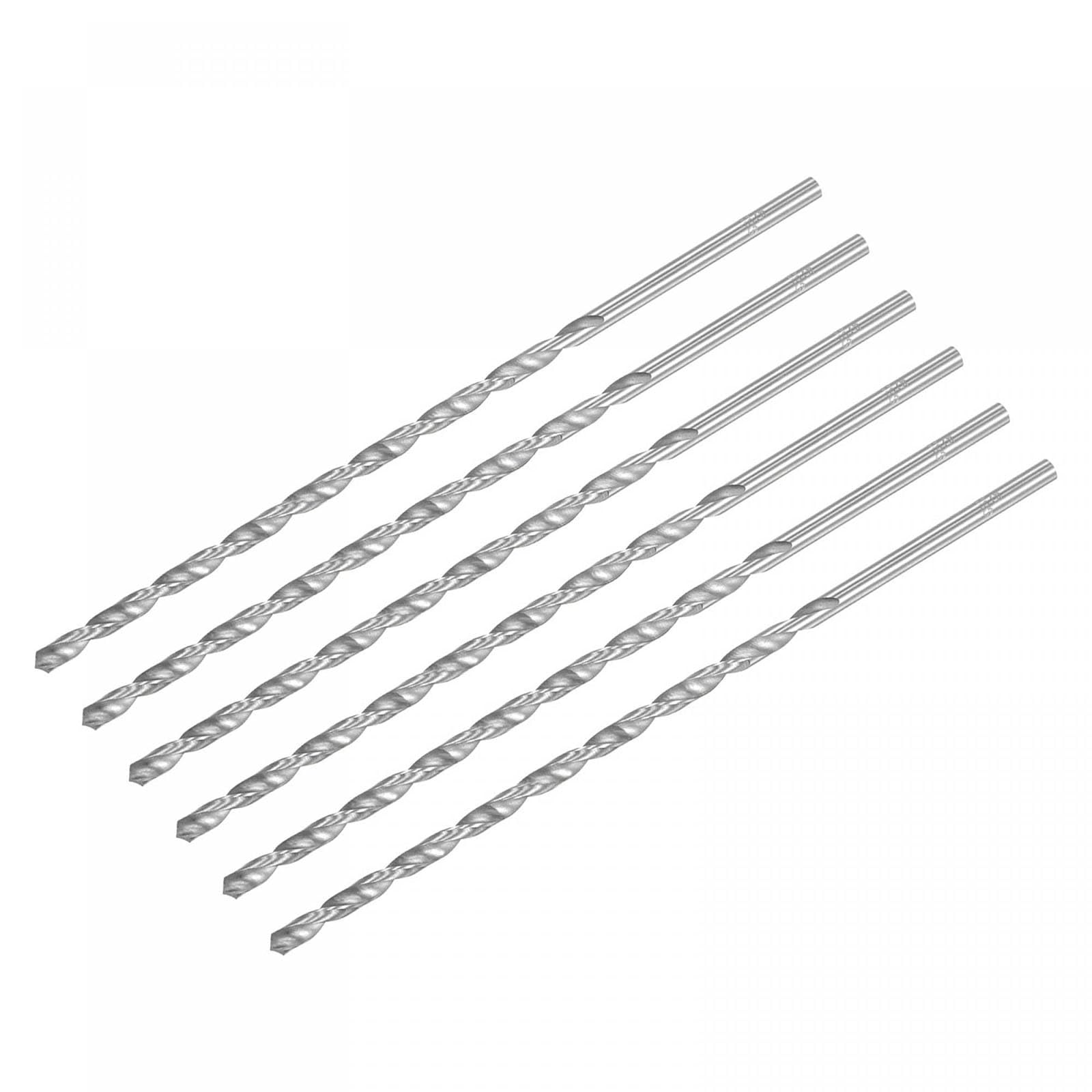 TA-VIGOR 6Pcs 5mm Extra Long Twist Drill Bits, 200mm Length High-Speed Steel HSS Straight Shank Spiral Drill Bits for Wood Metal Aluminum Plastic