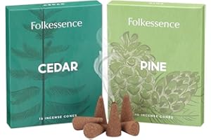 Folkulture Incense Cones Scented, Set of 2 Inscents-Cones (30 Cones), Pine & Cedar, Variety Pack of Insence Cones for Relaxation, Aromatherapy & Air Purification