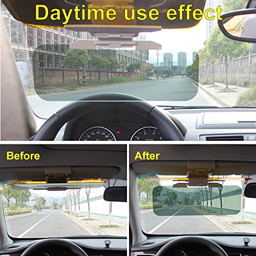 SUUKAA HD Anti-Glare Car Visor,2 in 1 Day and Night Anti-Dazzle Driving Sunvisor,Quick Install Button,Angle Adjustable Goggles Mirror,for Saloon Car,Wagon,Small Car,Small SUV,4.7''x12.6'' - Thumbnail 3