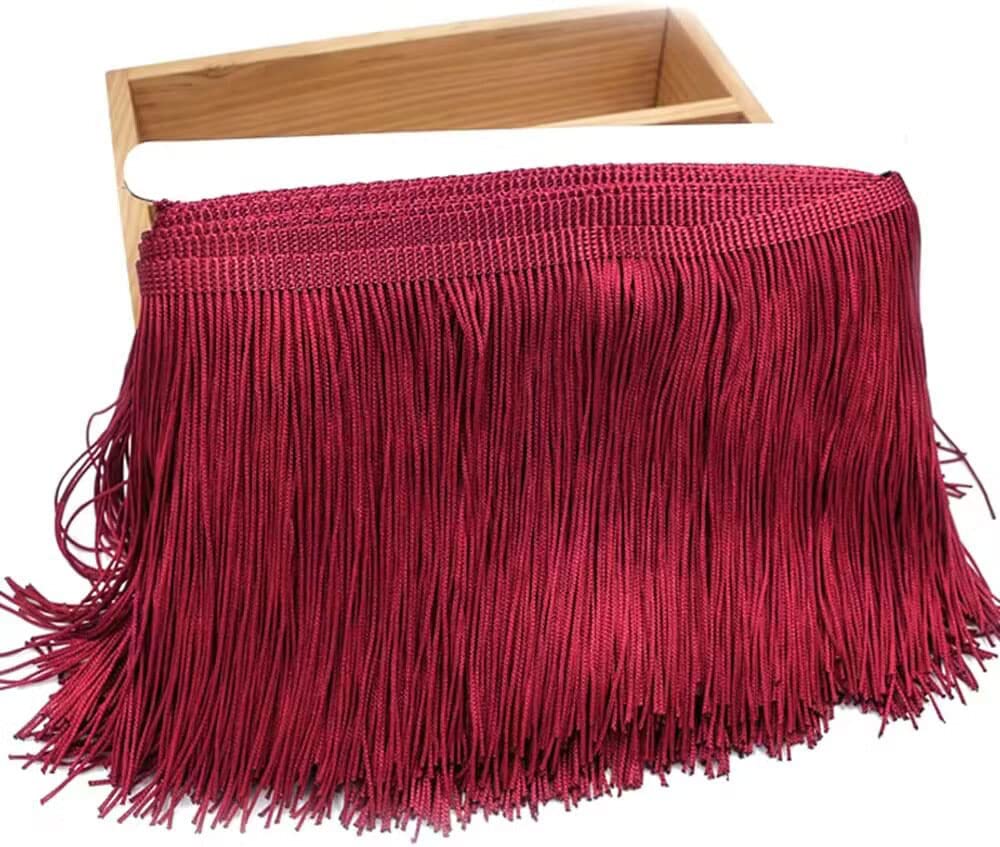 Duories 5 Metres 15 cm Silk Fringe Tassel Fringe Ribbon Cut Fringe Decorative Ribbon Decorative Ribbon Decorative Ribbon Dance Fringe Sewing Accessories for DIY Crafts Apparel Clothing, Costumes
