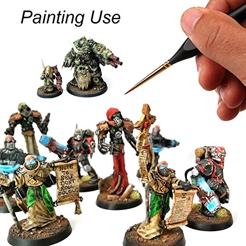 Micro Detail Paint Brush Set - Triangular Wooden Handle, 5 Size Miniature Paint Brush for Artists, Modellers, Enamel, Warhammer 40k