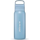 LifeStraw Go Series Insulated Steel Water Filter Bottle, 24 oz, Icelandic Blue