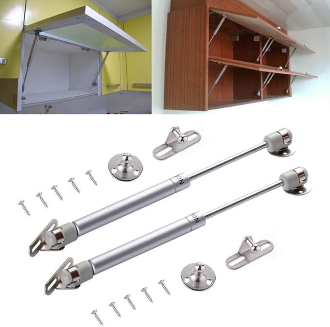 [2 Pack] Lift Support, Gas Strut, Soft Close Hinges, 120N/26lb/12KGGas