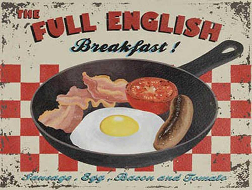 Cuisine Full english breakfast Retro Vintage Metal Sign 20 x 15 CM