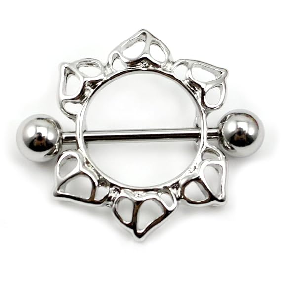 DDU(TM) 2 Stück Nette Blumen Kreis-Form Nippel-Ring Körper-Piercing-Schmuck Barbell