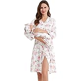 Galabloomer Maternity Robe and Baby Receiving Blanket, Matching Mommy Labor Delivery Robe and Swaddle Set