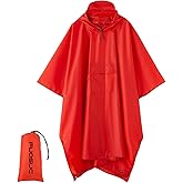 Fuosuc hooded waterproof raincoat, outdoor hiking, unisex, camping mat and small tent (US, Alpha, One Size, Regular, Regular, Red)