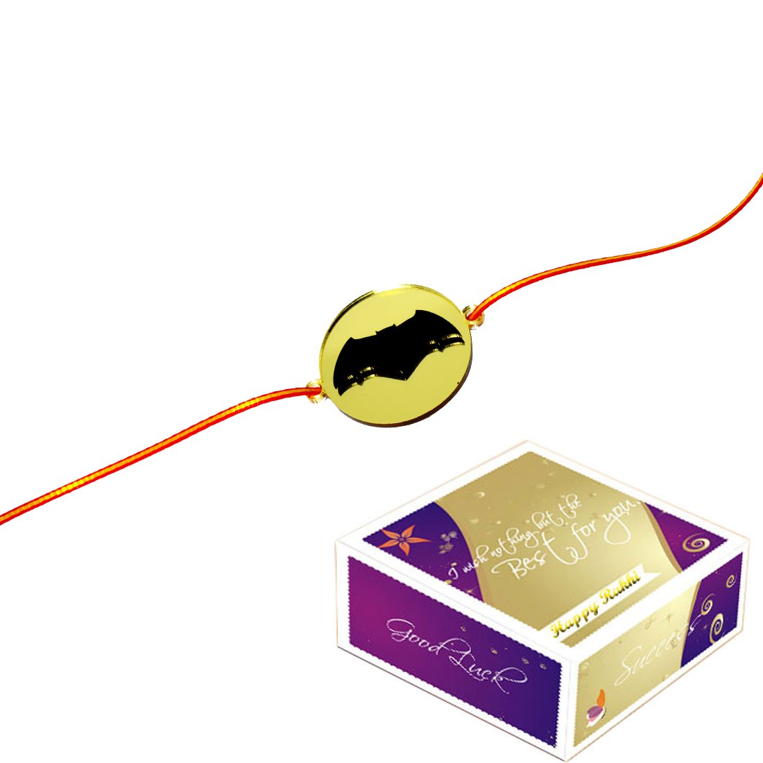 incredible gifts super heroes rakhi (acrylic, gold black)