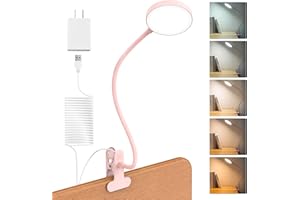 LiFMIRA Desk Lamp Clip on Light 8W 66 LED Reading Light for Bed, 5 Colors 10 Dimming Levels, Eye Caring Metal Reading Lamp, Clip lamp for Bed Headboard Home Office (Pink)