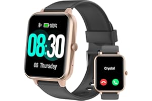 GRV Smart Watch for iOS and Android Phones (Answer/Make Calls), Watches for Men Women IP68 Waterproof Smartwatch Fitness Tracker Watch with Heart Rate/Sleep Monitor Steps Calories Counter (Black/gold)