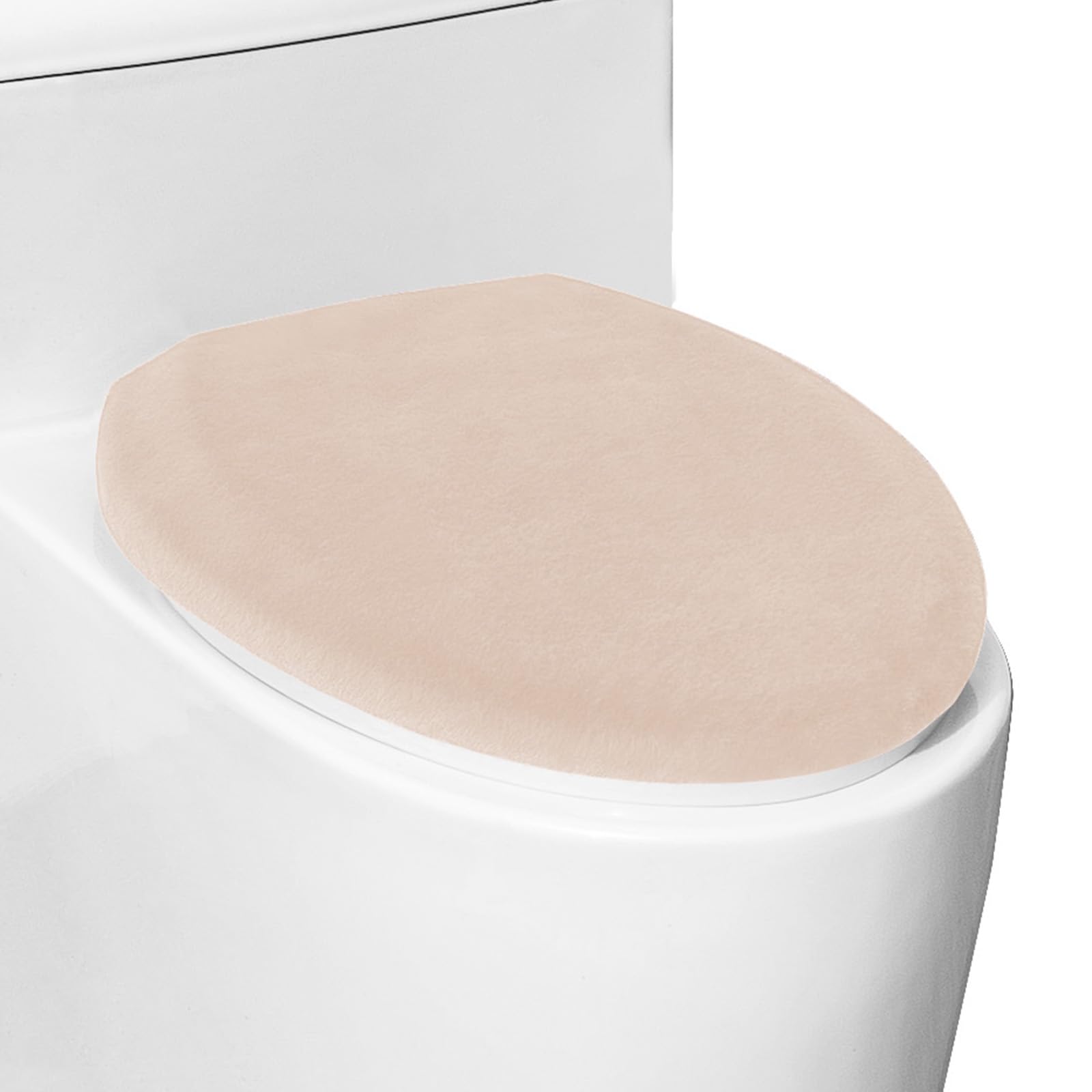 Photo 1 of Comfortable Soft Plush Toilet Lid Cover for Bathroom, Machine Washable Toilet Seat Covers, Fits Most Round Elongated and Oblong Lids, Easy Installation& Cleaning (Light Khaki)