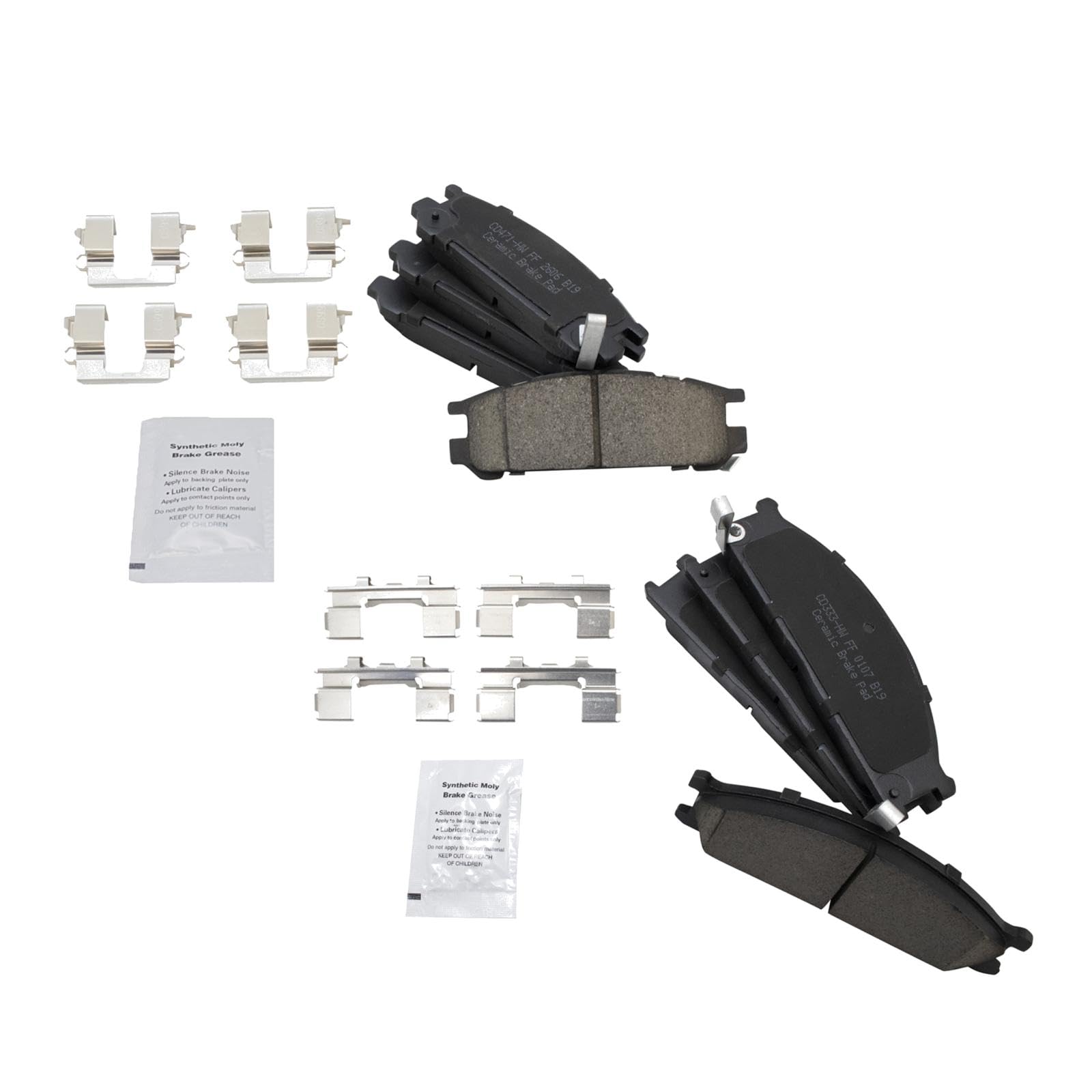 TRQ Front and Rear Brake Pad Set Ceramic Hardware Compatible with 1992-1997 Subaru SVX Image