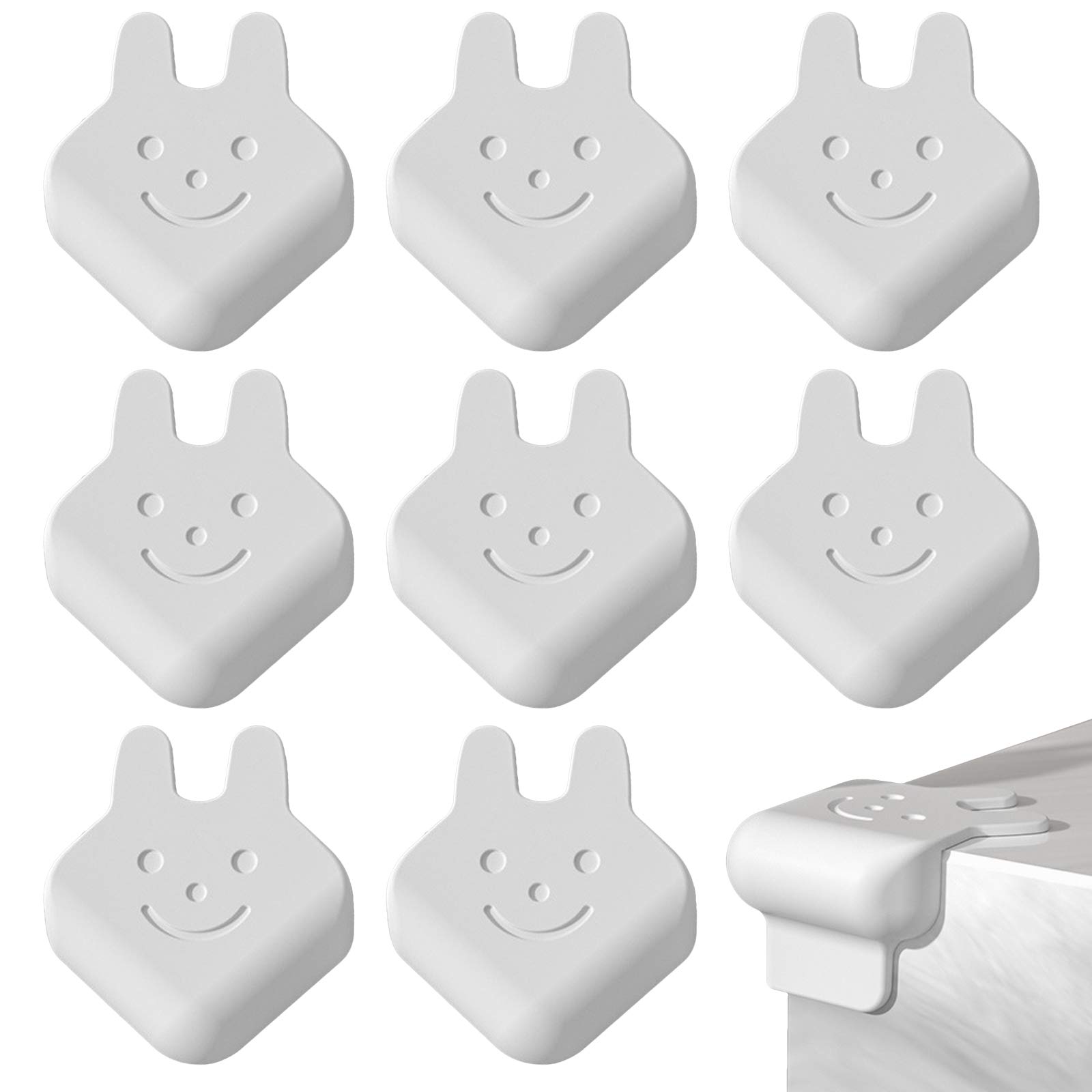 Elinala Corner Protectors for Kids, Table Corner Protectors, 8PCS Self-Adhesive Silicone Cartoon Child Rabbit Safety Protective Cover for Table Corners, Furniture Corners (White)