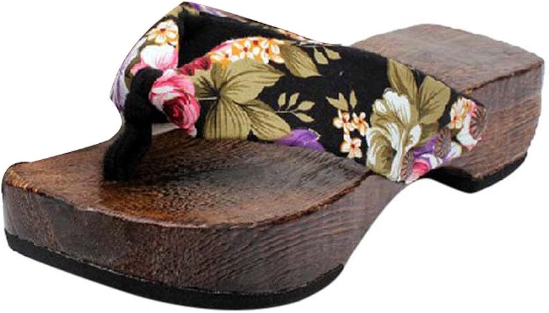 rosee flower wood clog sandals