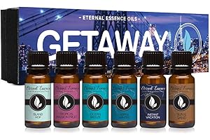ETERNAL ESSENCE OILS Get Away Gift Set of 6 Premium Grade Fragrance Oils - Island Hop, Ocean Breeze, Tropical Passion Fruit, Aspen Winter, Instant Vacation, Sun & Sand - 10Ml - Scented Oils