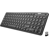 Arteck 2.4G Wireless Keyboard Ultra Slim Full Size Keyboard with Numeric Keypad and Media Hotkey for Computer/Desktop/PC/Laptop/Surface/Smart TV and Windows 10/8/ 7 Built-in Rechargeable Battery