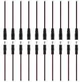 BTF-LIGHTING 10 Pairs 16cm 20AWG Barrel Plug Connector 5.5mm x 2.1mm Male/Female to Wire DC Power Pigtail Cable Connector Plug for 2PIN FCOB COB LED Strip Lights