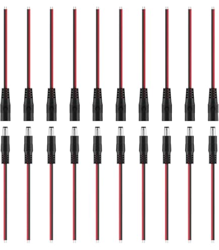 JacobsParts Alligator Clips To 5.5x2.1mm Male Plug Cable - 10-Inch Connector For LED Strips, CCTV, Routers, 12V Batteries - View #13