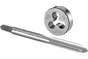 Burkit No 12-28 UNF Tap and Die Set, 12 x 28 UNF Machine Thread Tap and Round Die Right Hand