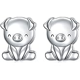 925 Sterling Silver Animal Stud Earrings for Women Girls Panda/Narwhal/Airplane/Piggy/Frog/Dinosaur/Bunny/Dolphin Earrings Jewelry Birthday Christmas Pet Fans Gifts