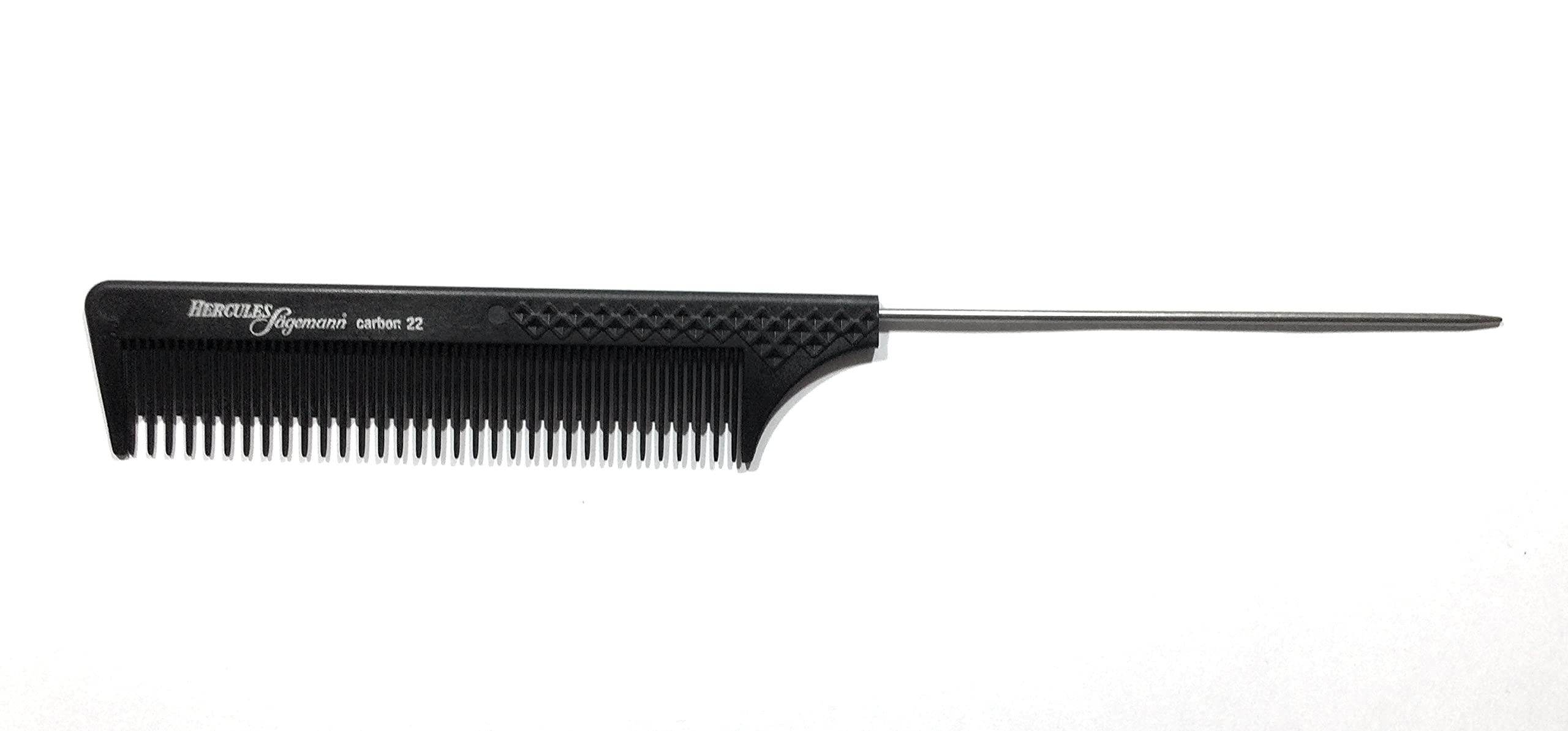Hercules Sägemann HS C22 Carbon 22 Professional Ergo Needle Comb Anthracite (Antistatic) Carbon Comb Changing Teeth 1/1 8.75 Inch Comb Needle Comb with Stainless Steel Needle (22a)