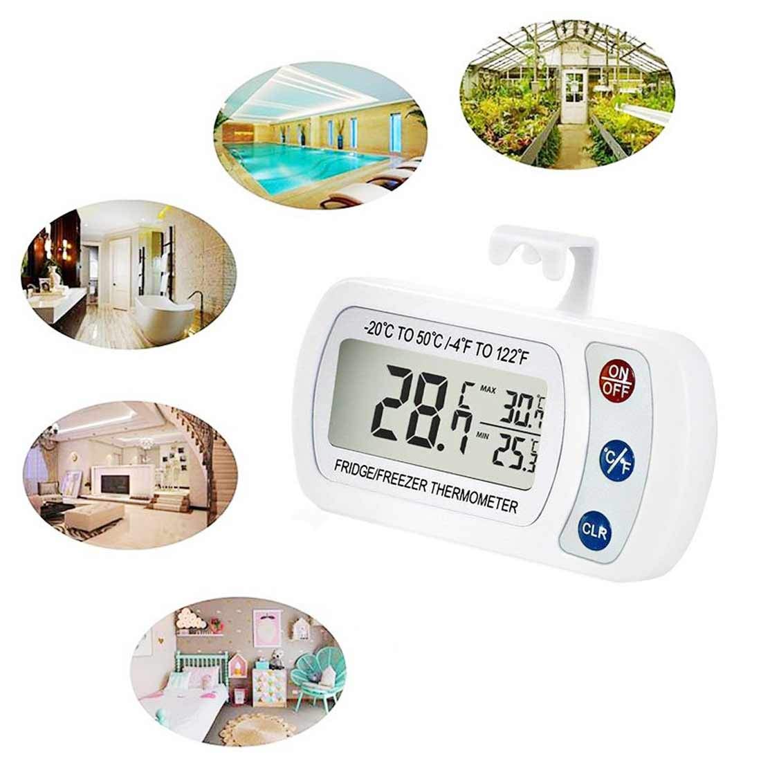 Impermeable Digital Termómetro,Termómetro para Frigoríficos,Termómetro LCD Inalámbrico -Blanco