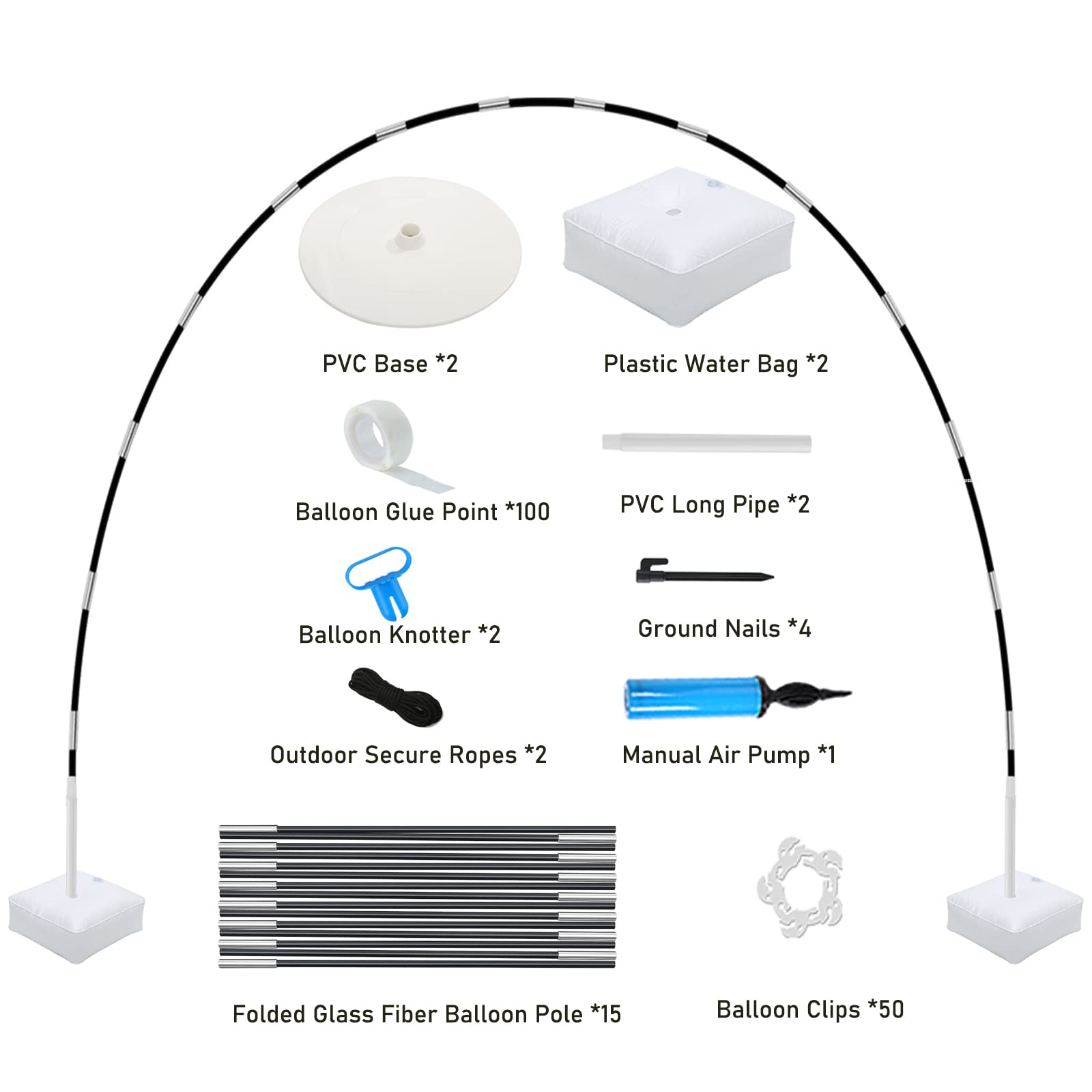 Balloon Arch, Innovation Large Sturdy Balloon Arch Kit,10Ft Wide & 9FT Tall Adjustable Balloon Stand with Water Fillable Bases, Manual Pump - for Wedding, Birthday, Baby Shower, Graduation