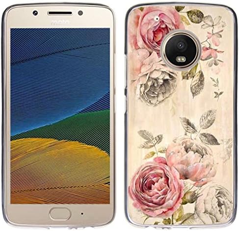 Case for Moto G5 Plus - TPU Flexible Protective Cover Compatible for Motorola 5th Generation for Moto G5 Plus Retro Flower Design (Silicone Bumper Skin)