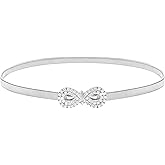 LIMHOO Women's Skinny Metal Waist Belt Elastic Thin Waist Belt for Dress Stretch Chain Belt