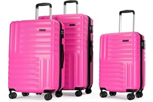 PRIMICIA GinzaTravel 3-Piece Luggage Sets Expandable Suitcases with 4 Wheels PC+ABS Durable Hardside Luggage Sets TSA Lock(Rose Red, 3-Piece Set(20"/25"/29"))
