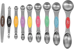 Magnetic Measuring Spoons, Versatile Safe Stainless Steel Double Sided Teaspoon, Easy to Clean, Measuring Spoons Nesting Teas