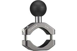 FANAUE CC-05 Aluminum Handlebar Clamp Mount U-bolt Base Compatible with RAM Mounts B size 1 inch Ball Double Socket Arm & Bike Motorcycle Phone Holder for 0.85" to 1.14" Diameter Rail