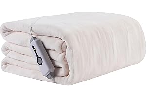 REYYNIO Electric Heated Blanket 72"x84" Full Size, Soft Coral Fleece with 4 Heating Levels and 10 Hours Auto-Off, Machine Washable, Cozy Plush Fabric for Home, White