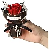 JiuGongmoup Red Mini Aromatherapy Soap Rose Bouquet – Luxury Scented Artificial Flower Arrangement for Women, Romantic Valentine’s Day Gift, Home & Car Decoration, Desk Display, DIY Surprise Present
