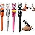 Lopenle 4 PCS Cool Boxing Cat Pens Funny Catty Ballpoint Pens Novelty Animal Boxing Pens With Blue Ink For School Office Birthday Party