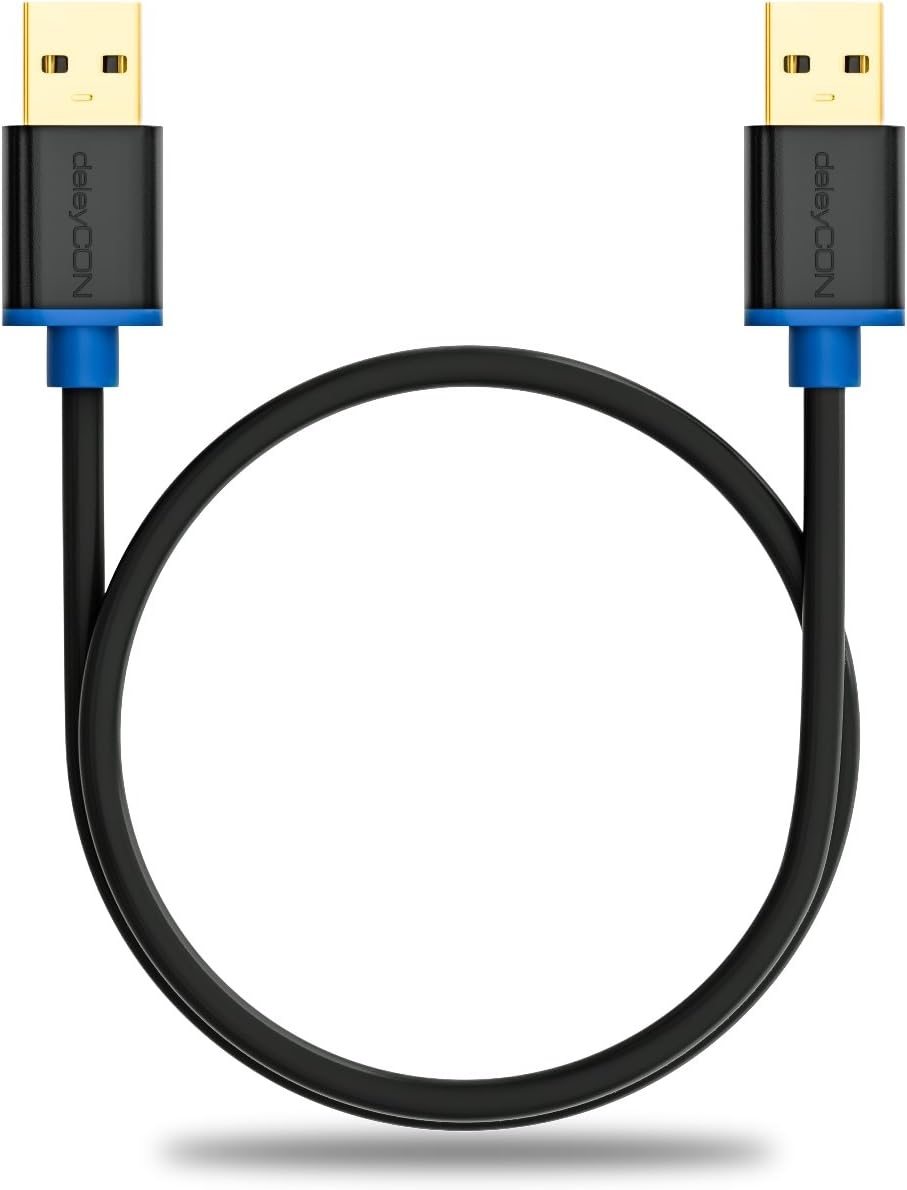 deleyCON 0.5m (1.64 ft.) USB 3.0 Super Speed Data Cable - USB A (Male) to USB A (Male) Transfer Rates up to 5Gbit/s - Black - Image 5