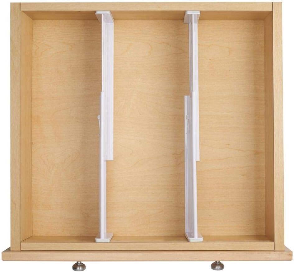 mDesign Adjustable, Expandable Drawer Organizer/Divider - Foam Ends, Strong Secure Hold, Locks in Place - for Bedroom, Bathroom, Closet, Office, Kitchen Storage - 2.5" High, 4 Pack - White: Home & Kitchen