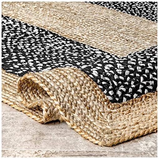 nuLOOM Lesha Natural Fiber Jute Area Rug, 5 ft x 8 ft, Black Beachfront Decor