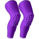 LUODITO Knee Pads Compression Leg Sleeve Wrestling Volleyball Football Knee Pads, Knee Compression Sleeve for Youth Adult, 1 pair of Knee Sleeves ((#1) Purple-2pcs,Large)