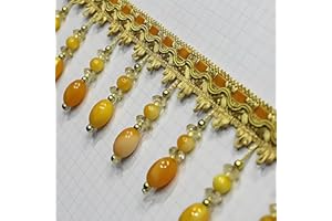1 Yard Beaded Fringe Trim, Handmade Hanging Beaded Tassel Fringe Trim Sewing for Curtain Tablecloth Home Decoration