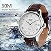 Mens Quartz Watch, Roman Numeral Business Casual Fashion Analog Wrist Watch Classic Calendar Date Window, Waterproof 30M Water Resistant Comfortable PU Leather Watches (Brown)