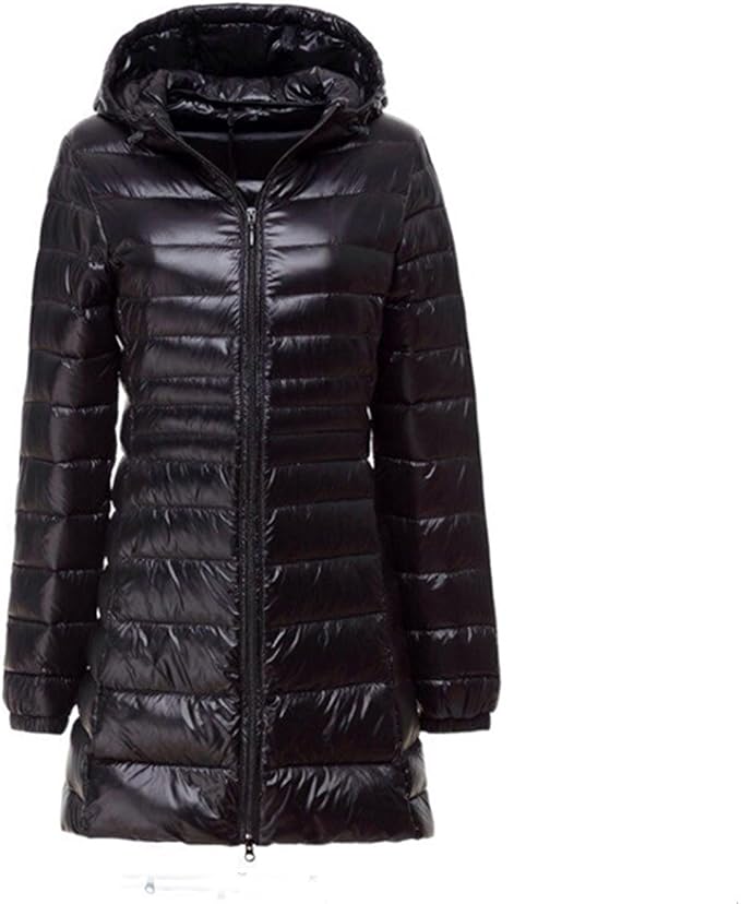 mid length packable down jacket