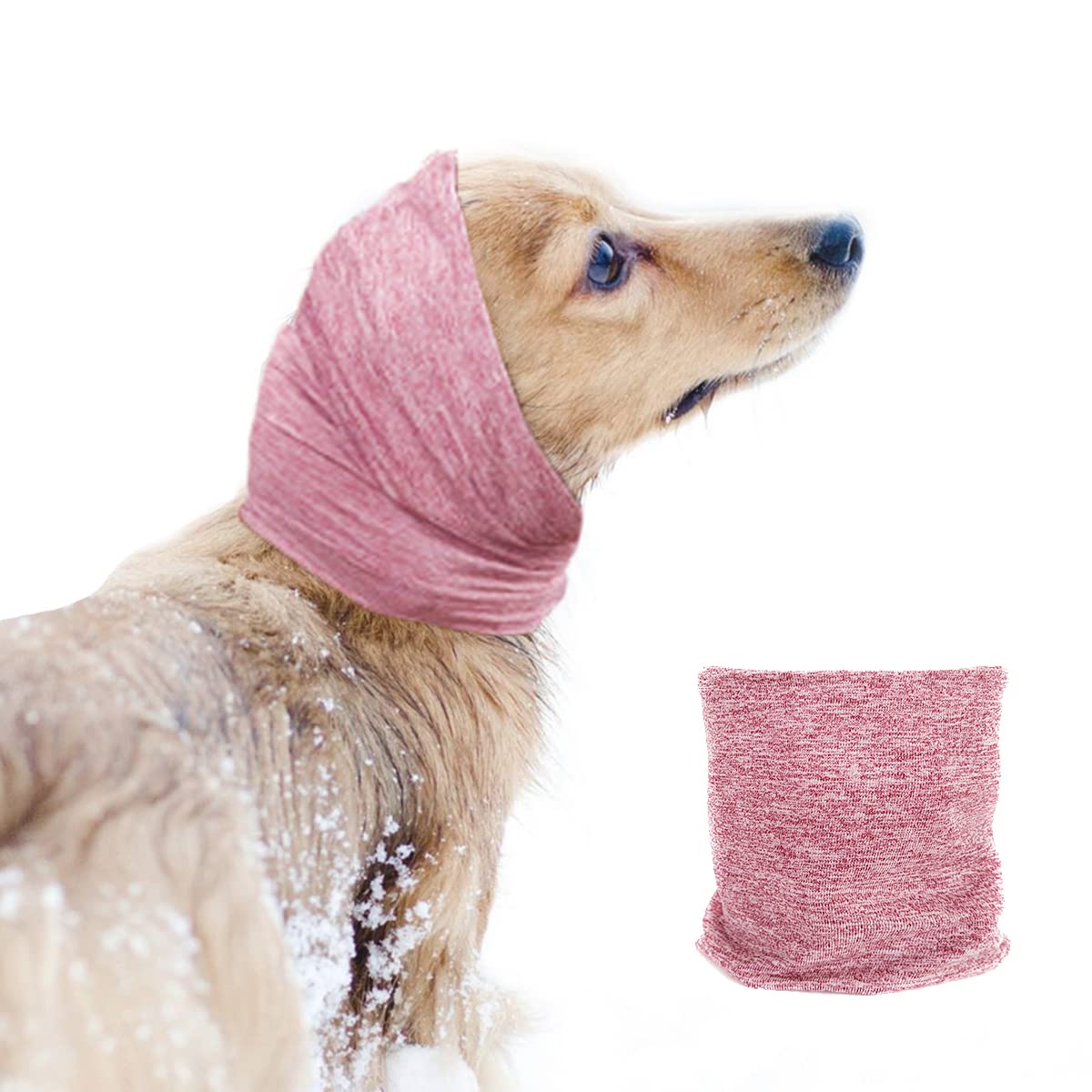 EASY JOY Dog Snood, Dog Ear Protectors, Dog Neck and Ears Warmer Headwear for Comfort, Anxiety Relief and Calming Dog Ear Protectors, Happy Hoodie for Dogs, Pink M