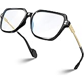VISOONE Oversized Blue Light Blocking Glasses with Chic Square TR90 Frame and Metal Temple for Women Men REMY