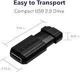 Verbatim PinStripe 8GB USB 2.0 Flash Drive Black Sliding Mechanism Laptop TV view 2